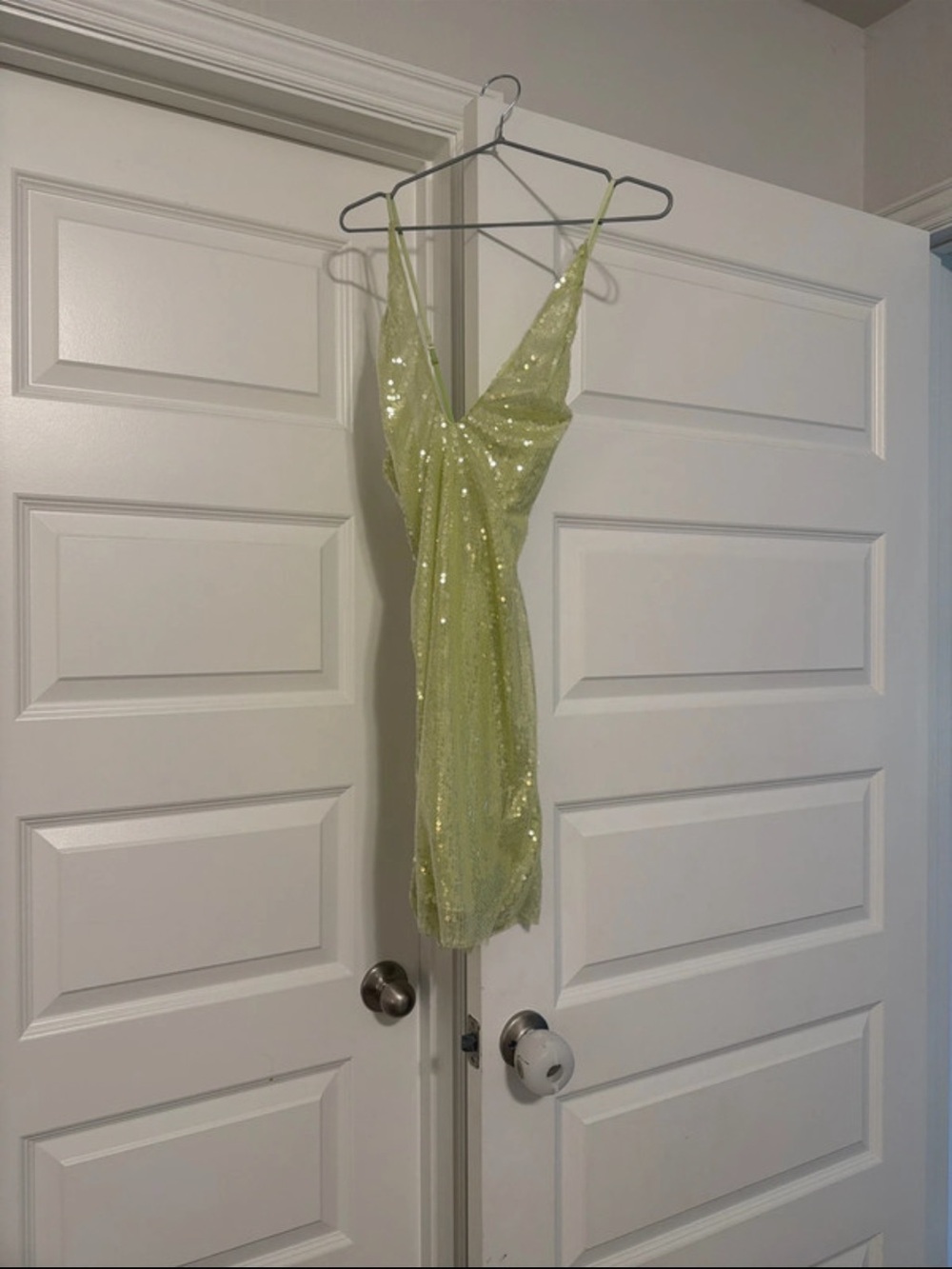 Oh Polly Sequin Lime Green Slip Dress